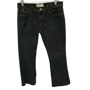 Earl Women's Flare Leg Capri Jeans Dark Wash Size 4 Stretchy 5-Pocket Style